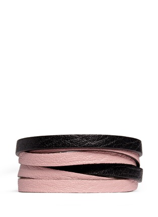 Back View - Click To Enlarge - ALEXANDER MCQUEEN - Skull double wrap leather bracelet
