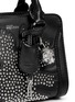 Detail View - Click To Enlarge - ALEXANDER MCQUEEN - 'Padlock' mini floral patchwork stud leather bag