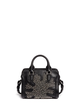 Back View - Click To Enlarge - ALEXANDER MCQUEEN - 'Padlock' mini floral patchwork stud leather bag