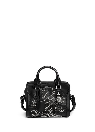 Main View - Click To Enlarge - ALEXANDER MCQUEEN - 'Padlock' mini floral patchwork stud leather bag