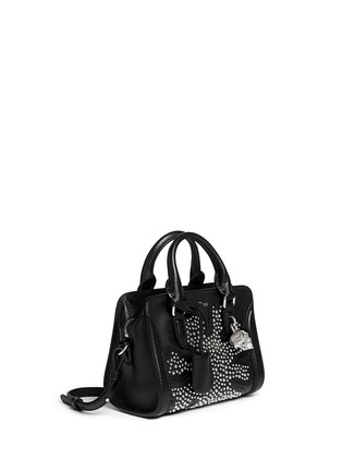 Figure View - Click To Enlarge - ALEXANDER MCQUEEN - 'Padlock' mini floral patchwork stud leather bag