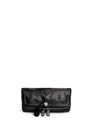 Main View - Click To Enlarge - ALEXANDER MCQUEEN - 'Padlock' floral patchwork stud leather clutch