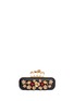 Main View - Click To Enlarge - ALEXANDER MCQUEEN - Metal flower skull knuckle leather box clutch
