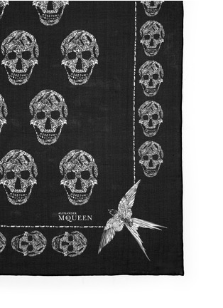 Detail View - Click To Enlarge - ALEXANDER MCQUEEN - Feather skull silk chiffon scarf