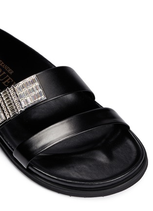Detail View - Click To Enlarge - ALEXANDER MCQUEEN - Crystal ornament leather slider sandals