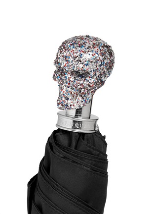 Detail View - Click To Enlarge - ALEXANDER MCQUEEN - Glitter skull handle folding umbrella