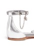 Detail View - Click To Enlarge - ALEXANDER MCQUEEN - Skull charm chain metallic leather sandals
