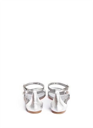 Back View - Click To Enlarge - ALEXANDER MCQUEEN - Skull charm chain metallic leather sandals