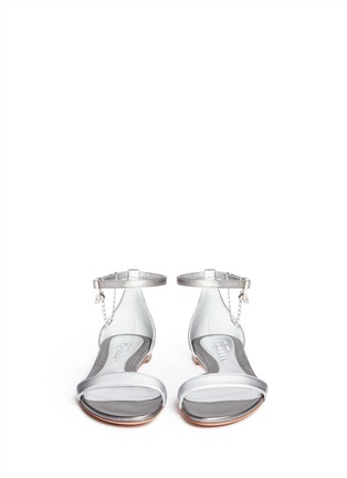 Figure View - Click To Enlarge - ALEXANDER MCQUEEN - Skull charm chain metallic leather sandals