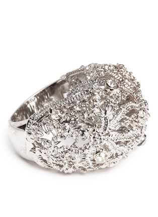 Detail View - Click To Enlarge - ALEXANDER MCQUEEN - Crystal filigree dome ring