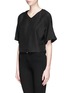 Front View - Click To Enlarge - WHISTLES - Cross split back silk crepe top