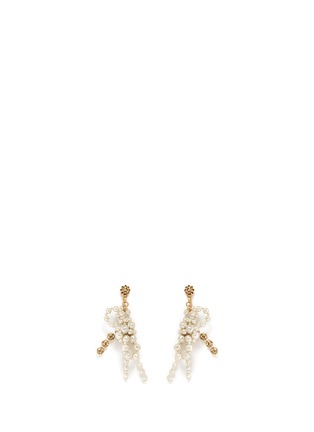 Main View - Click To Enlarge - MIRIAM HASKELL - Crystal Baroque pearl bow drop earrings