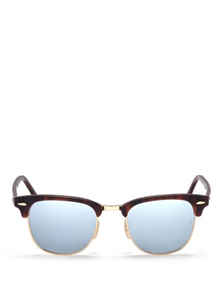 Main View - Click To Enlarge - RAY-BAN - 'Clubmaster' matte acetate browline mirror sunglasses