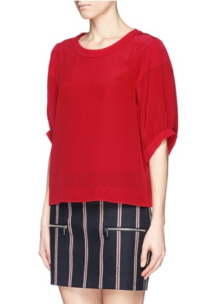 Front View - Click To Enlarge - SEE BY CHLOÉ - Calvary twill trim silk georgette blouse