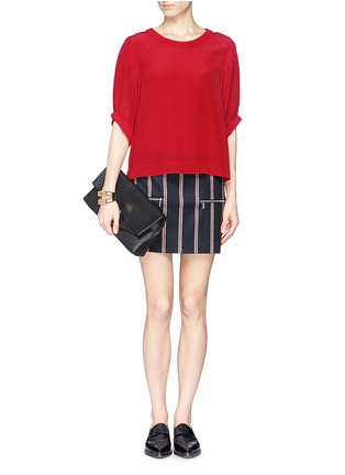 Figure View - Click To Enlarge - SEE BY CHLOÉ - Calvary twill trim silk georgette blouse
