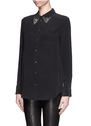 Front View - Click To Enlarge - EQUIPMENT - 'Reese' Jewel collar silk shirt