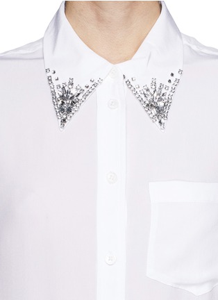 Detail View - Click To Enlarge - EQUIPMENT - 'Reese' jewel collar silk shirt