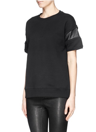 Front View - Click To Enlarge - RAG & BONE - 'Lira' leather insert short sleeve sweatshirt