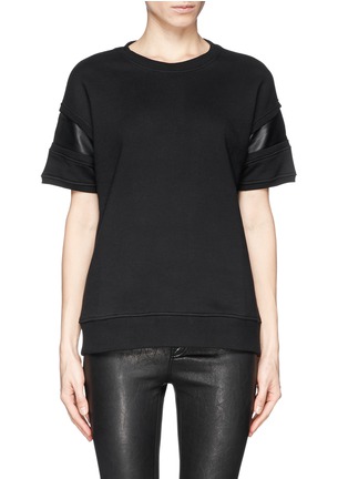 Main View - Click To Enlarge - RAG & BONE - 'Lira' leather insert short sleeve sweatshirt
