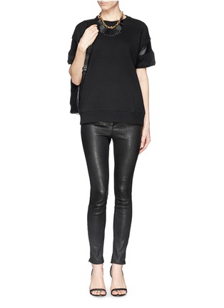 Figure View - Click To Enlarge - RAG & BONE - 'Lira' leather insert short sleeve sweatshirt