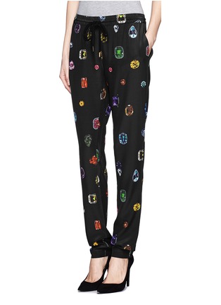 Front View - Click To Enlarge - MARKUS LUPFER - Jewel print silk jogging pants