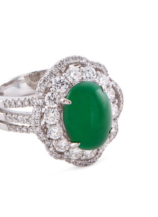Detail View - Click To Enlarge - LC COLLECTION JADE - Diamond jade 18k white gold ring and earrings set