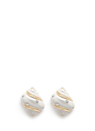 Main View - Click To Enlarge - KENNETH JAY LANE - Glass crystal gold plated shell clip earrings