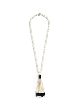 Main View - Click To Enlarge - KENNETH JAY LANE - Beaded pavé tassel pendant glass pearl necklace