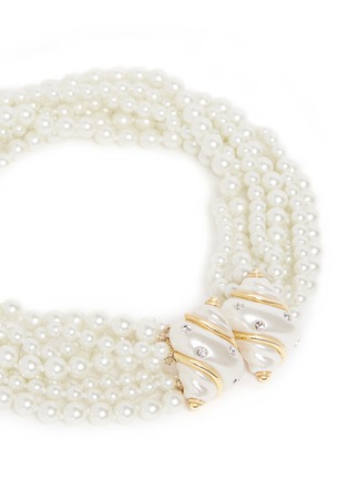 Detail View - Click To Enlarge - KENNETH JAY LANE - Shell charm tiered glass pearl necklace