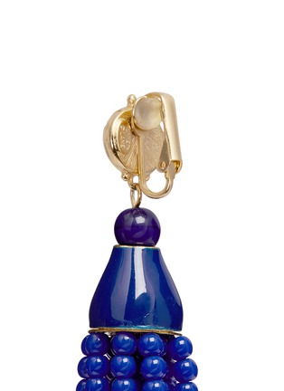 Detail View - Click To Enlarge - KENNETH JAY LANE - Beaded tassel drop clip earrings