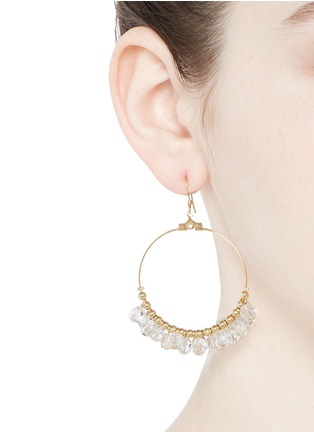 Figure View - Click To Enlarge - KENNETH JAY LANE - Resin bead gold plated hoop earrings