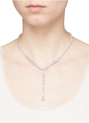 Figure View - Click To Enlarge - CZ BY KENNETH JAY LANE - Cubic zirconia pear pendant necklace