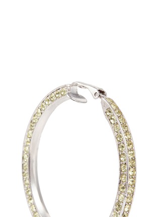 Detail View - Click To Enlarge - KENNETH JAY LANE - Glass crystal rhodium plated hoop clip earrings