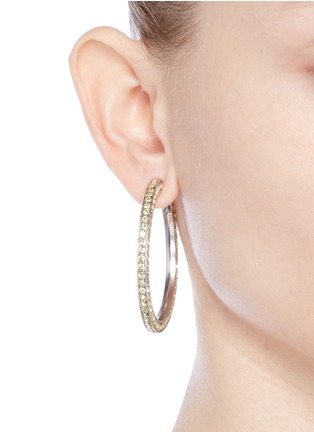 Figure View - Click To Enlarge - KENNETH JAY LANE - Glass crystal rhodium plated hoop clip earrings