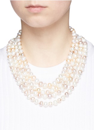 Figure View - Click To Enlarge - KENNETH JAY LANE - Tiered glass pearl necklace