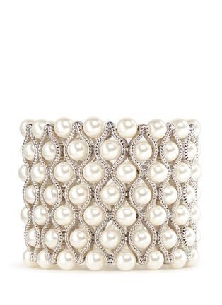 Main View - Click To Enlarge - KENNETH JAY LANE - Glass pearl wavy elastic bracelet