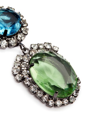 Detail View - Click To Enlarge - KENNETH JAY LANE - Glass crystal pavé oval drop clip earrings