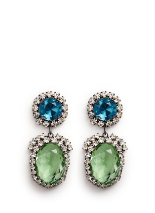Main View - Click To Enlarge - KENNETH JAY LANE - Glass crystal pavé oval drop clip earrings