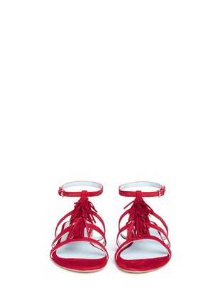 Front View - Click To Enlarge - FRANCES VALENTINE - 'Miasu' tassel caged suede sandals