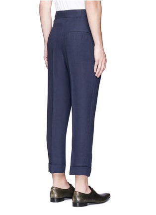 Back View - Click To Enlarge - HAIDER ACKERMANN - Pleated high waist cropped linen pants