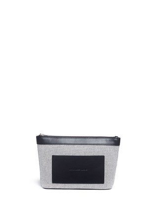 Main View - Click To Enlarge - ALEXANDER WANG - Leather trim canvas zip pouch