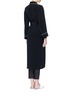 Back View - Click To Enlarge - COMME MOI - Swan embroidered belted satin back crepe coat