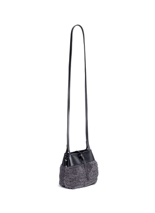 Detail View - Click To Enlarge - KARA - 'Tie Crossbody' nano shearling and leather bag