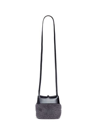 Detail View - Click To Enlarge - KARA - 'Tie Crossbody' nano shearling and leather bag