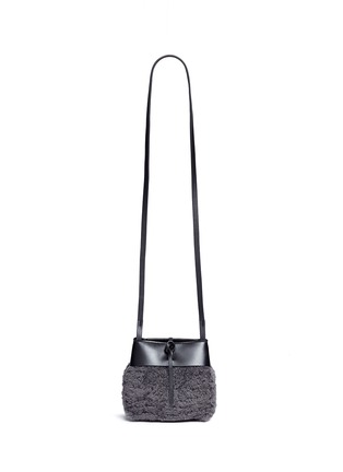 Main View - Click To Enlarge - KARA - 'Tie Crossbody' nano shearling and leather bag