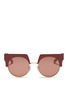 Main View - Click To Enlarge - MARNI - 'Graphic' colourblock brow bar acetate round sunglasses
