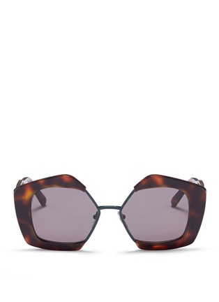 Main View - Click To Enlarge - MARNI - 'Edge' metal rim tortoiseshell acetate pentagon sunglasses