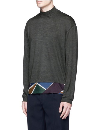 Front View - Click To Enlarge - KOLOR - Camouflage print hem wool sweater