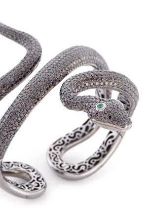 Detail View - Click To Enlarge - LYDIA COURTEILLE - Diamond garnet rhodium 18k gold snake bangle