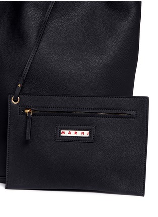 Detail View - Click To Enlarge - MARNI - Large pebbled leather bucket bag